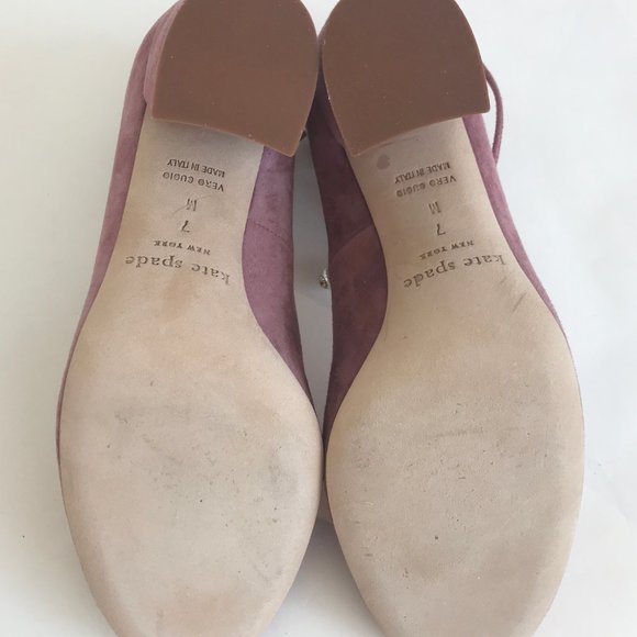 NEW Kate Spade Gena Heel Vintage Rose Suede Ankle Ties With Pearls Size 7 NWOB - Picture 5 of 5